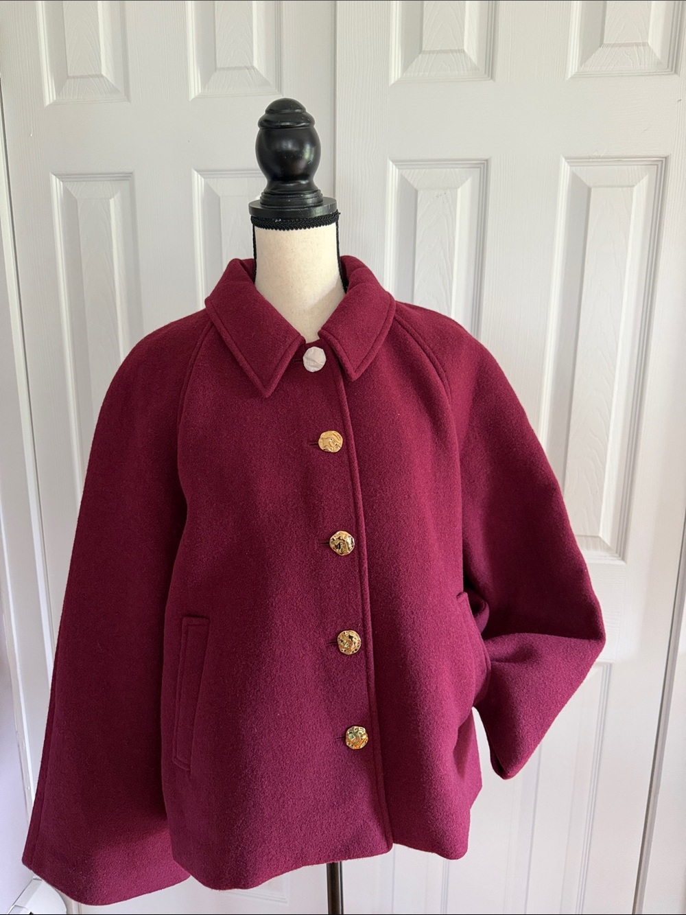 J. Crew Cropped Wool-Blend Swing Coat in Burgundy Size L - Picture 12 of 13